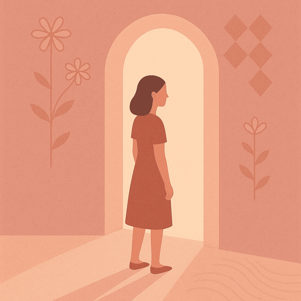 Mulher à luz do portal